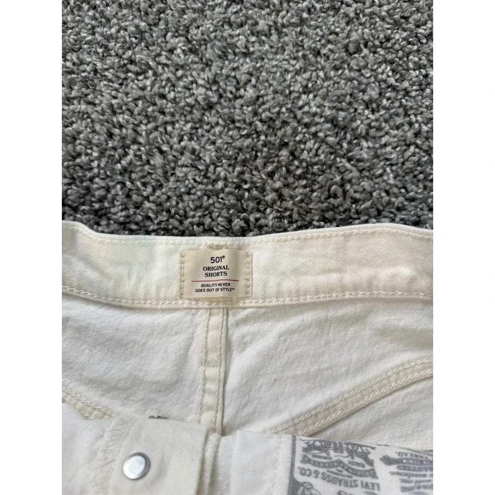 Levis 501 Original Shorts Womens 28 Beige Denim Button Fly